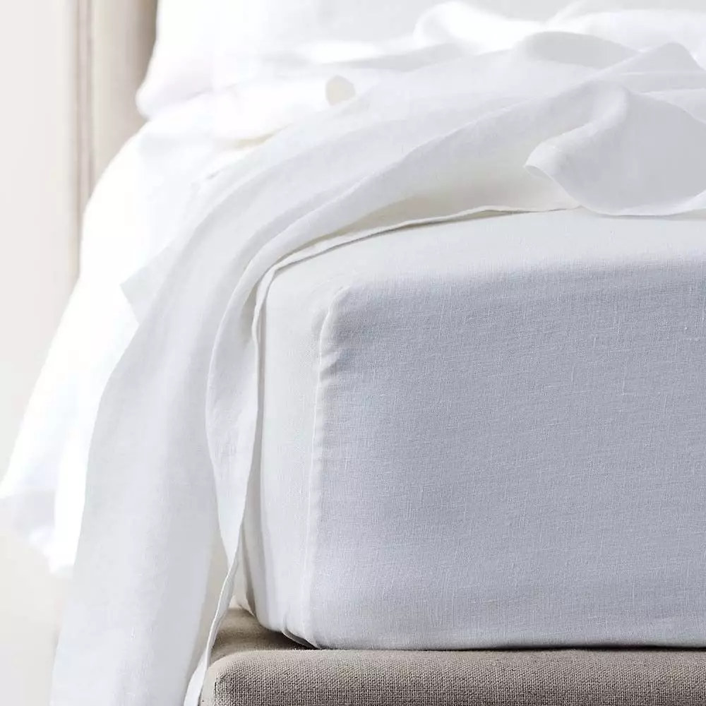 Antwerp Linen Fitted Sheet - White 1 Antwerp Linen Fitted Sheet - White